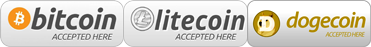 Bitcoin, Litecoin and Dogecoin Accepted Here